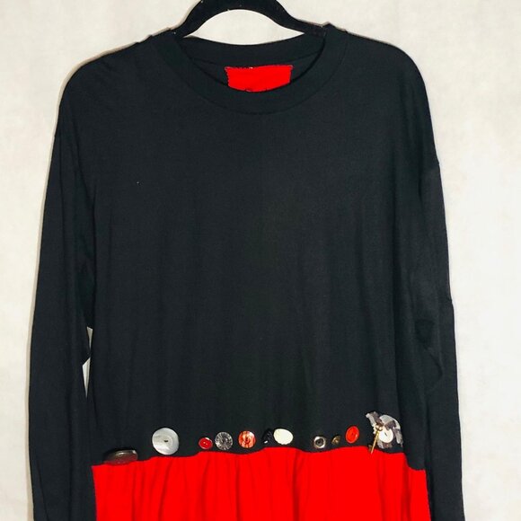 Paula dress long sleeve long pocket red black buttons extra large READ - Picture 3 of 14